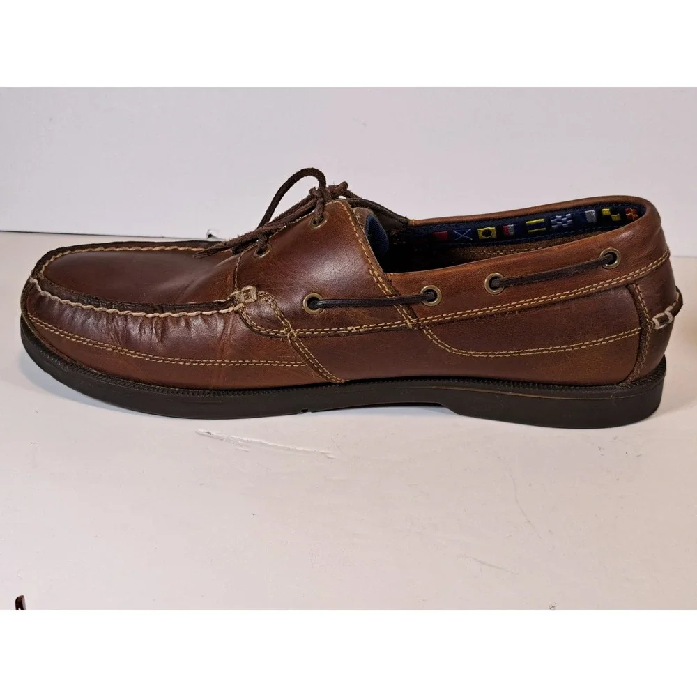 Timberland Mens Brown Leather Boat Shoes Nautical Signal Flag‎ Lining Loafers 12